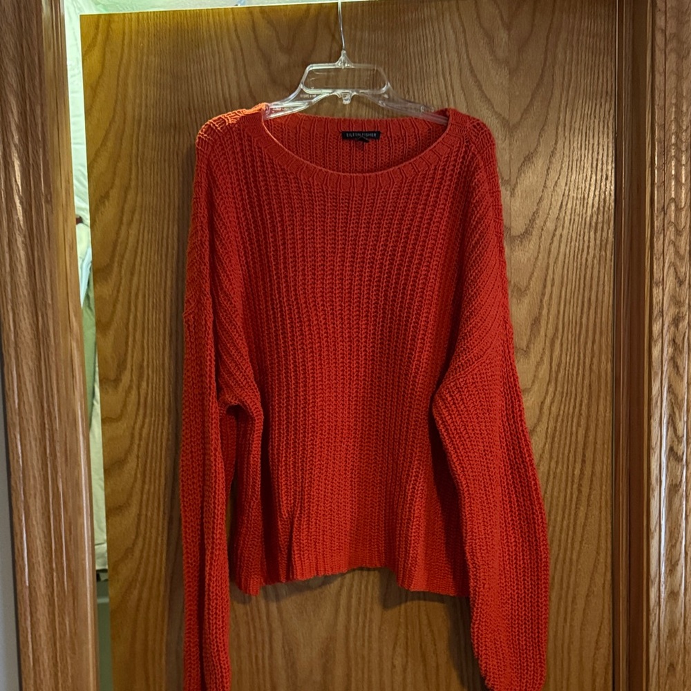 Eileen Fisher Vibrant Orange Crew Neck Sweater